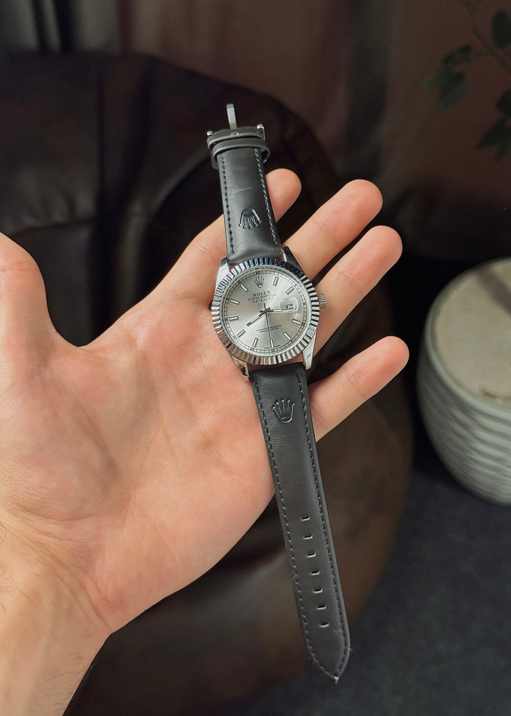 Rolex Balck Leather